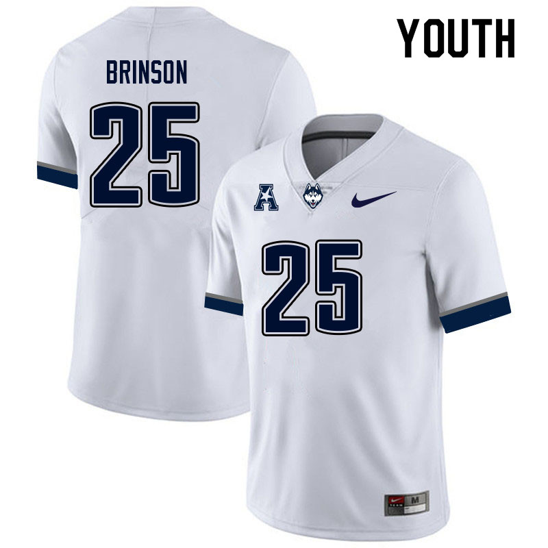 Youth #25 D'Mon Brinson Uconn Huskies College Football Jerseys Sale-White - Click Image to Close